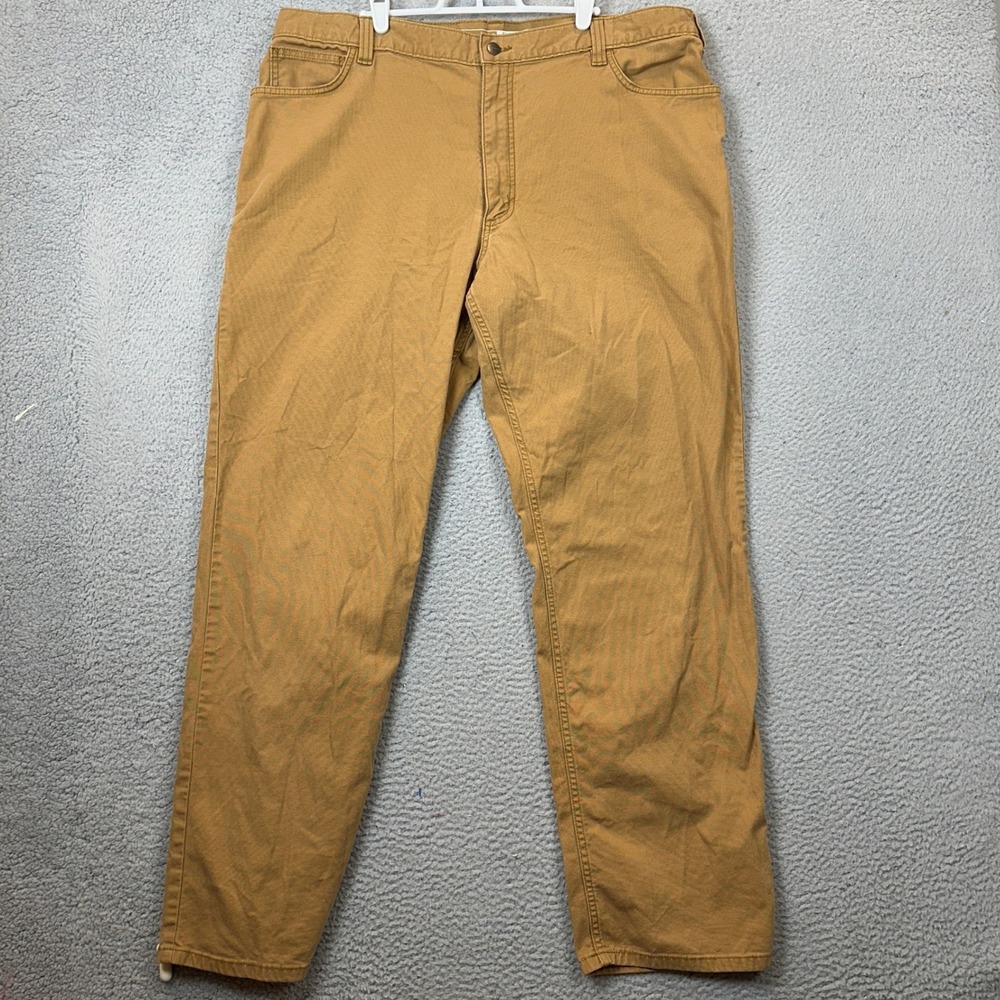 Carhartt Work Pants Mens 42X34 Rugged Flex Relaxed Fit Canvas Tan Utility Pocket